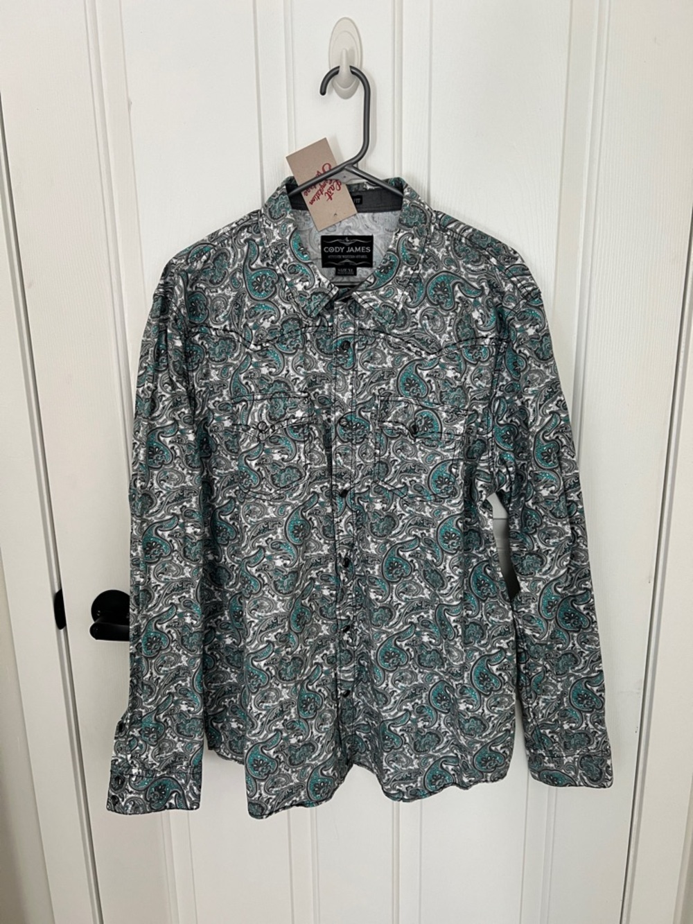 Cody James Men’s Teal Paisley Button-Down Shirt